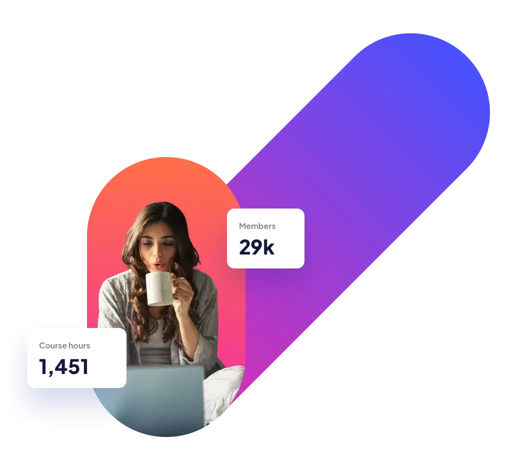 Coding woman with floating statistics